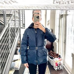 Vintage Navy Belted Down Ski Jacket